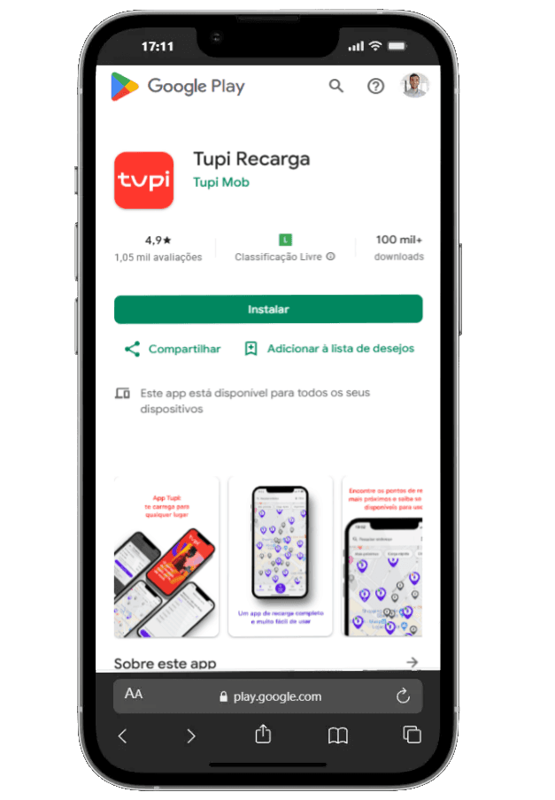 Celular com o app Tupi Recarga