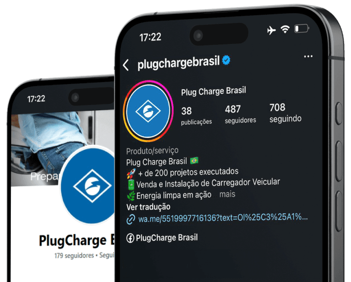 Redes sociais da Plug Charge Brasil